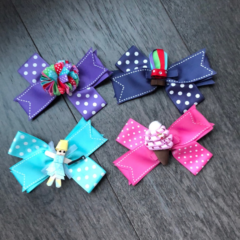 Bundle of four super cute girl’s hair bows